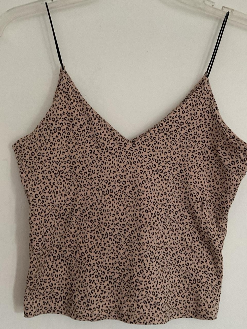 gaze Leopard Print V-Neck Cami in Tan with Black Straps
